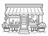 Cafe Coloring Page For Kids  Free Printable Simple cafe sketch template