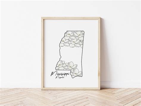 Mississippi State Flower Print Magnolia Print Watercolor - Etsy