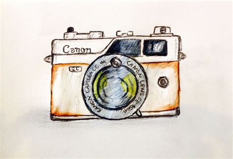 Canon Vintage Camera drawing. | Camera drawing, Camera art, Camera drawing simple