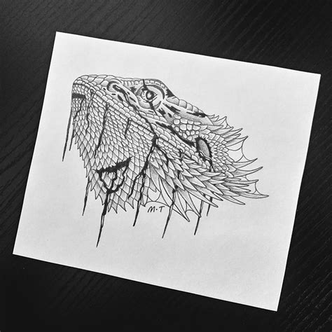 Zombie Bearded Dragon tattoo design I made : r/TattooDesigns