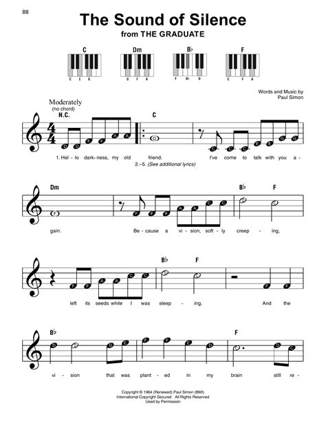 The Sound Of Silence Sheet Music | Simon & Garfunkel | Super Easy Piano