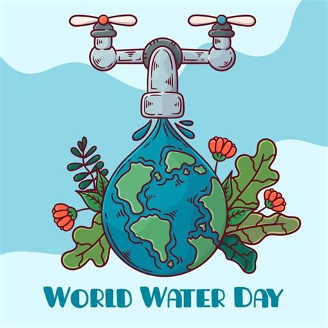 Free Vector | Hand drawn environmental world water day in 2024 | Save water poster drawing ...