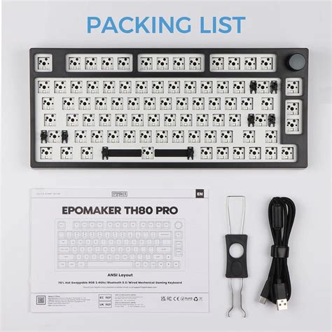 EPOMAKER TH80 Pro 75% 80 Keys Hot Swap Bluetooth 5.0/2.4GHz/Wired Keyboard PCB Mounting Plate ...