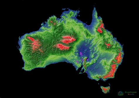 Elevation map of Australia with black background by Grasshopper ...