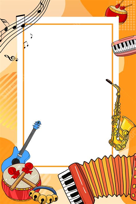 Training On Musical Skills With An Orange Cartoon Character Page Border Background Word Template ...