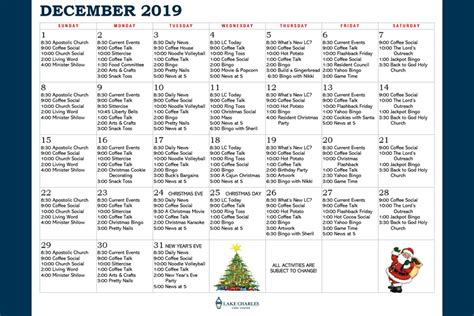 Lake Charles Care Center | December Activity Calendar