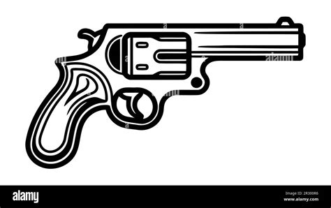 Gun revolver icon. Vintage pistol silhouette. Western handgun. Vector ...