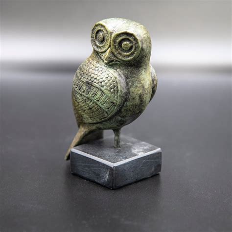 Bronze Owl Greek Metal Sculpture, Museum Replica, Ancient Greece Art, Goddess Athena Symbol ...