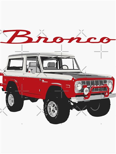 "1975 Red Classic Ford Bronco" Sticker for Sale by FromThe8Tees | Redbubble