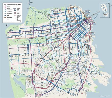 SF bus map - San Francisco bus system map (California - USA)