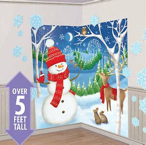 WINTER WONDERLAND Scene Setter Christmas party wall decor 32pc snowman ...