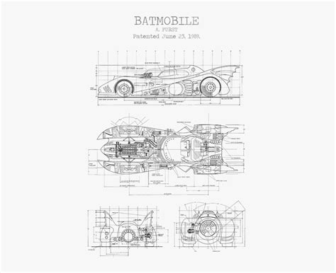 Batmobile Blueprints, HD Png Download - kindpng