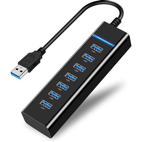 7 Ports Hub USB 3.0 Extension Cable High Speed Multiple Adapter PC ...