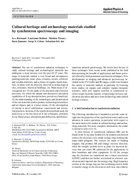 (PDF) Cultural heritage and archaeology materials studied by ...