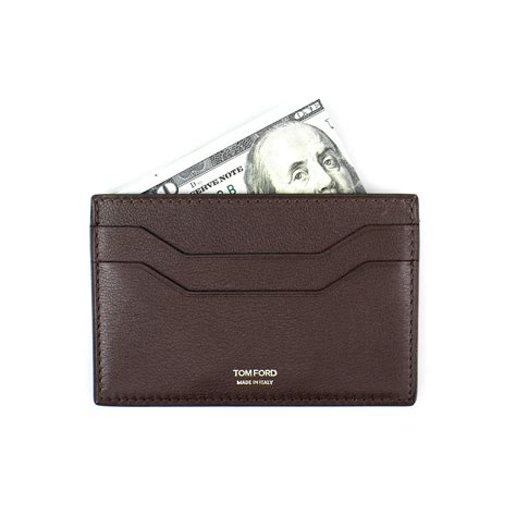 100% Small Grained Leather Card Holder Wallet // Brown - Tom Ford - Touch of Modern