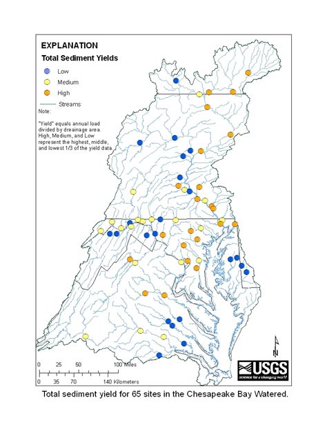 Map: Chesapeake Bay watershed 5 year short-term sediment yields 2007 - 2011 - Chesapeake Bay Program