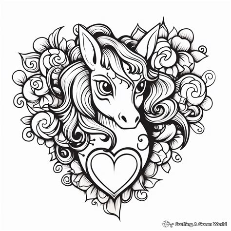 Unicorn Heart Coloring Pages - Free & Printable!