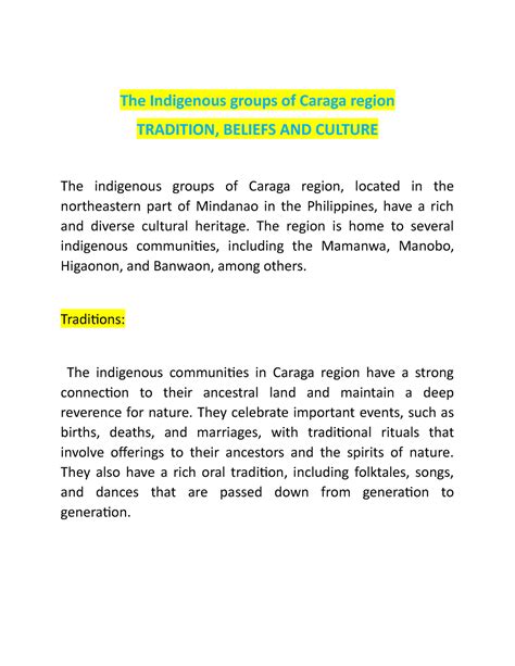 Traditions Beliefs Culture - The Indigenous groups of Caraga region ...