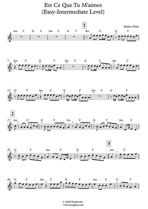 Est-ce que tu m'aimes ? (Easy/Intermediate Level, Alto Sax) (Gims ...