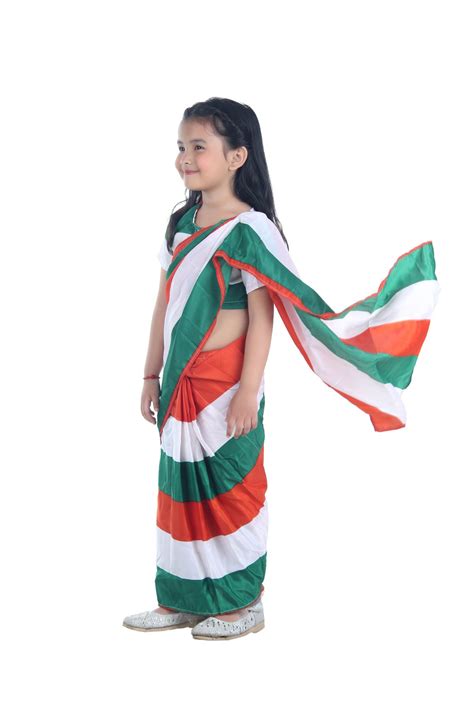 Rent or Buy Patriotic Tricolour Sare Kids Fancy Dress Online in India