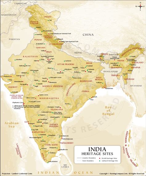 World Heritage Sites in India Map