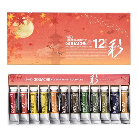 Holbein Artists' Irodori Gouache AUTUMN 12-color 15ml Tube Set ...