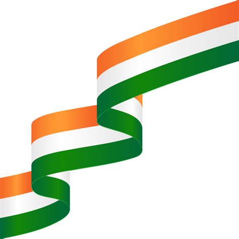 Shiny wavy ribbon with India's national flag color on transparent ...