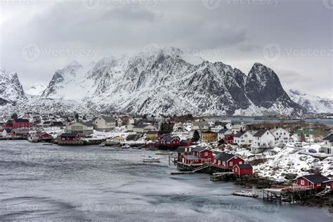 Mountain winter background in Reine, Lofoten Islands, Norway 16173103 ...