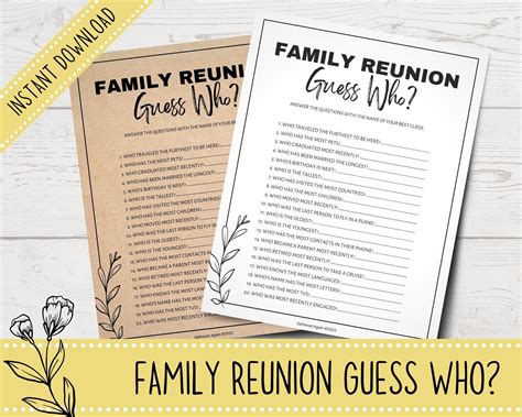 Printable Family Reunion Guess Who Game Family Reunion Trivia Quiz ...