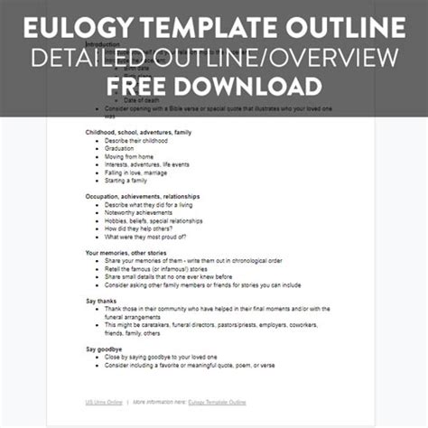 Eulogy Template (Free Download) + Outline & Tips » US Urns Online