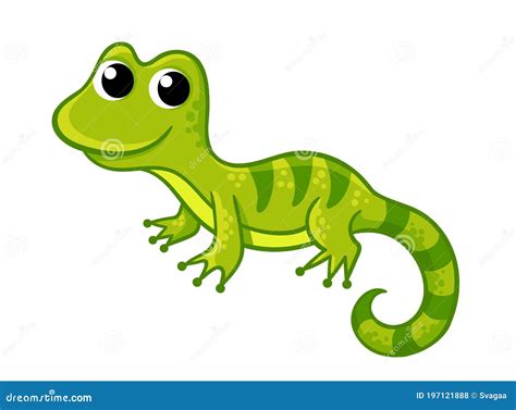 Little Funny Green Lizard in a Cartoon Style. Vector Illustration with Cute Animals Stock ...