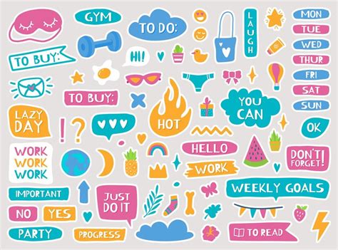 Premium Vector | Cute planner stickers diary notebook trendy decor ...