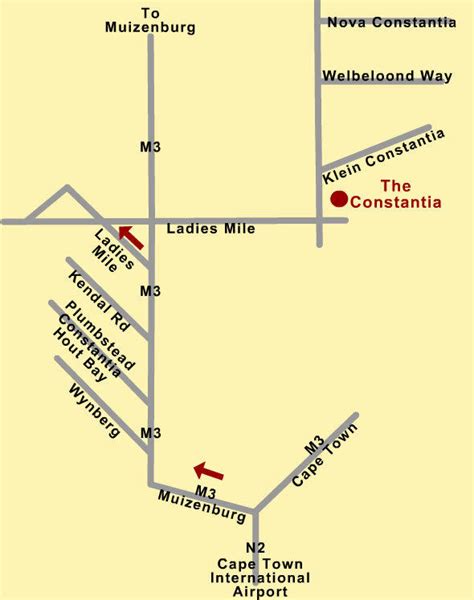 Map for Cape Town Hotels - The Constantia - South Africa Hotels