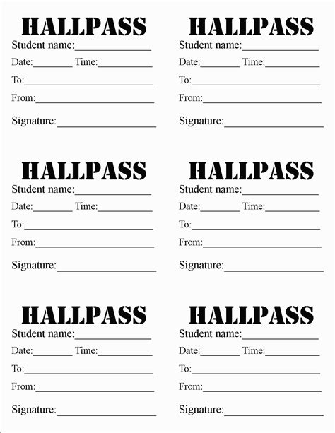 Free Printable Hall Pass Template - Free Printable