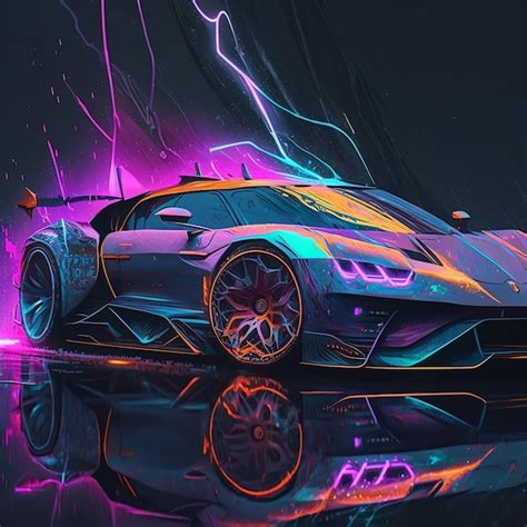 Premium AI Image | Racing car with neon color