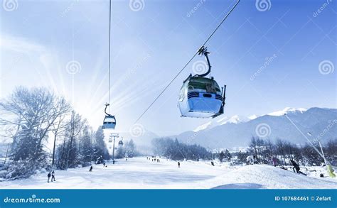 Gondola Lift at Ski Resort in Winter Stock Image - Image of lift, peak ...