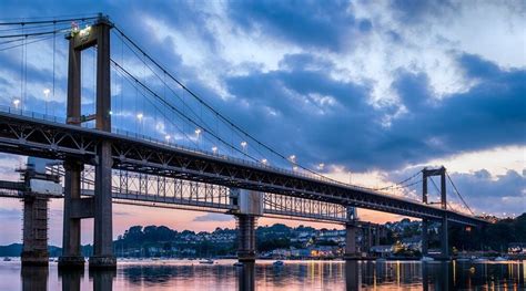 » Dusk at the Tamar Bridge, a suspension bridge crossing the river ...