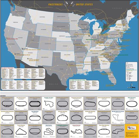 Racetrack Wall Map by MarketMAPS | Wall maps, Race track, Nascar race tracks