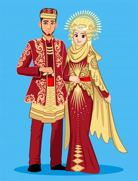 Premium Vector | Minangkabau bride in maroon clothes. | Minangkabau ...