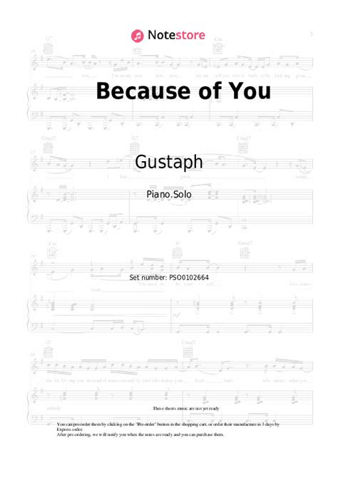 Because of You piano sheet music Gustaph in Note-Store.com | Piano.Solo SKU PSO0102664