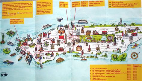 Manhattan NYC travel illustrated map. Travel illustrated map of ...