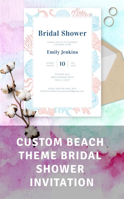 Beach Theme Bridal Shower Invitation Template Online Maker