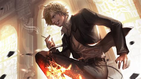 Wallpaper Of Anime, Art, Fire, Smoke, Sanji, One Piece - One Piece ...