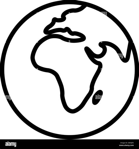 Simplified outline Earth globe with map of World focused on Africa ...