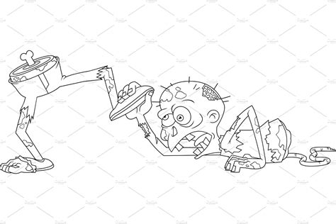 Outlined Crawling Zombie | Photoshop Graphics ~ Creative Market