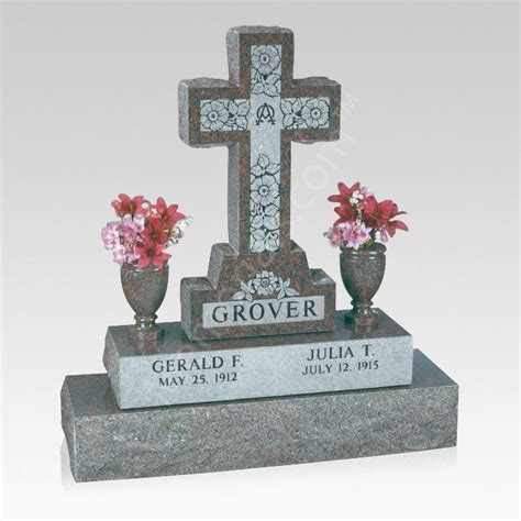 Dogwood Cross Upright Cemetery Headstone