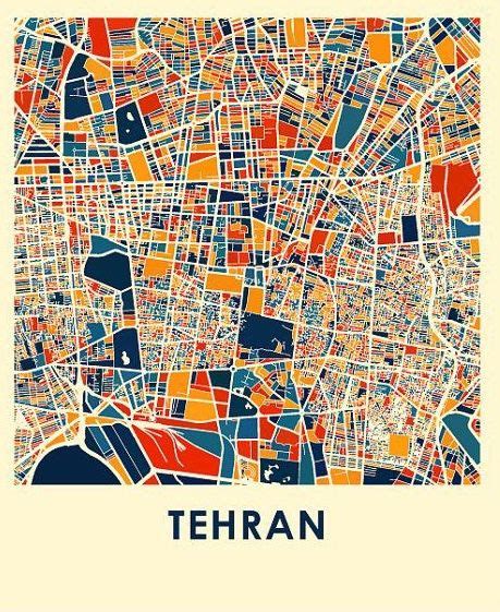 Tehran • Iran | Map art illustration, Map print, Map art