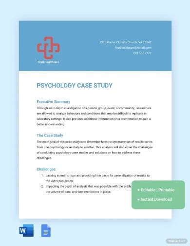 FREE 13+ Psychology Case Study Templates in PDF | MS Word | Free ...