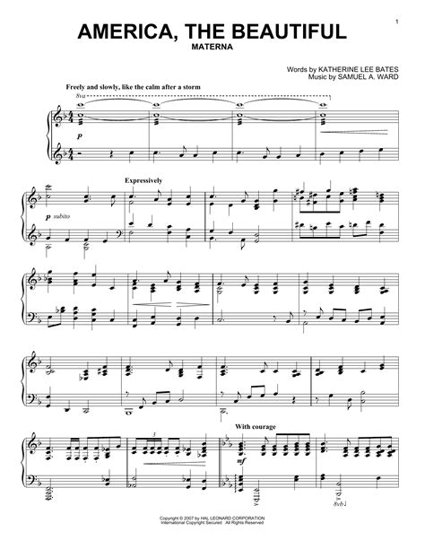 America, The Beautiful sheet music by Katharine Lee Bates (Piano – 57291)