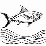 Tuna fish With Waves coloring Page Lulu Pages sketch template